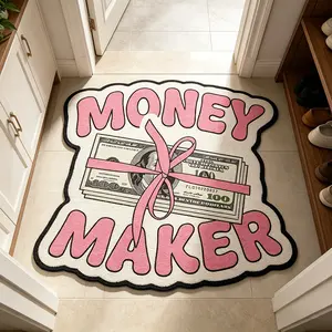 Irregular Shape Wave Edge Money Maker Rug, Cute Bow Design, Washable Plush Carpet, Home Decor Rugs for Living Room, Bedroom, Sofa, Coffee Shop