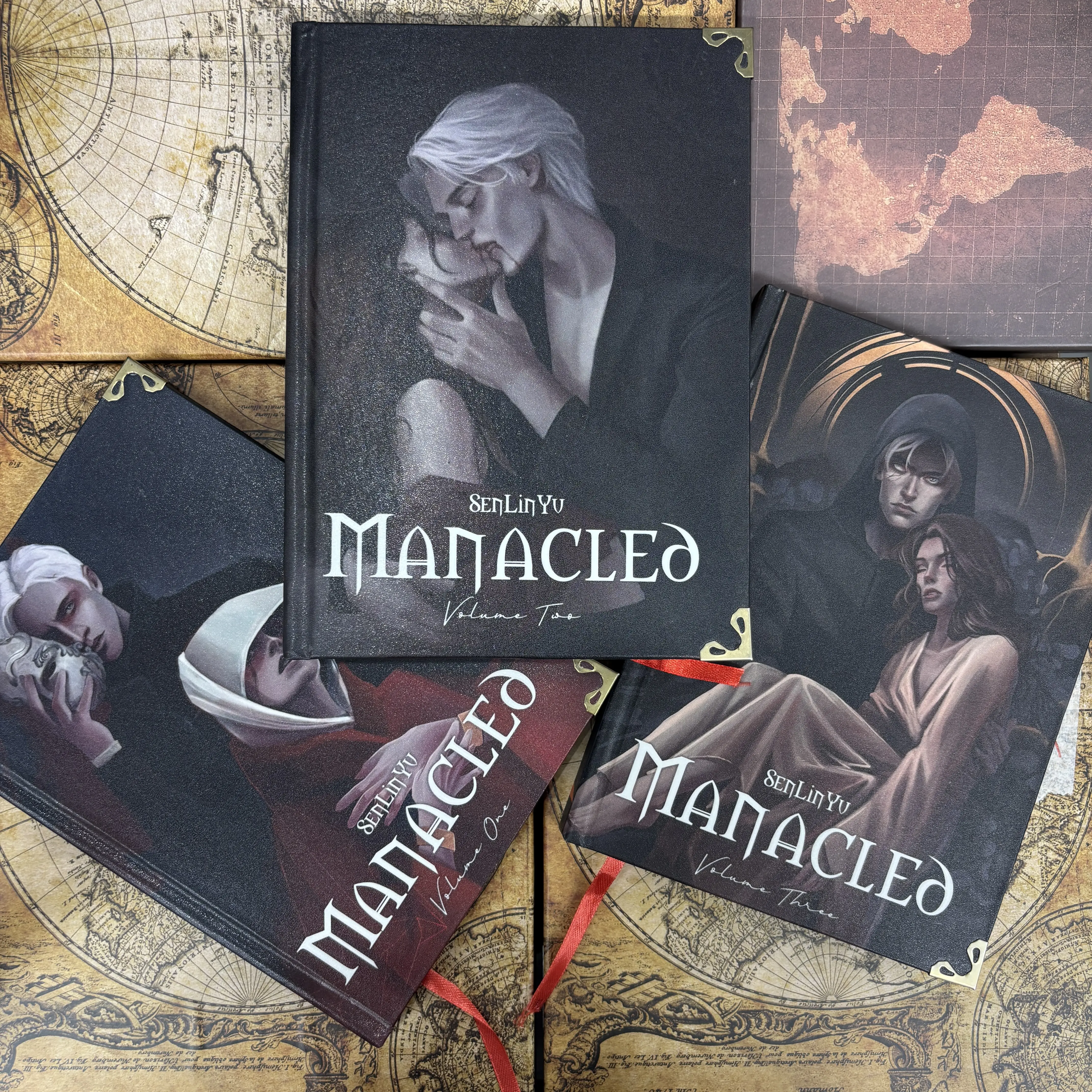 Manacled 3-Volume Book Set by SenLinYu – Volumes One, Two & Three, Dark Fantasy Romance Illustrated Hardcover Collection