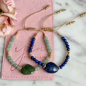 Natural Stone Jade or Lapis Lazuli Bracelet