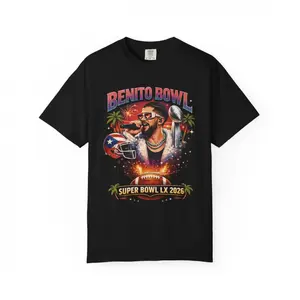 Benito Bowl Shirt Bad Bunn Tee Half Time Show Game Day Shirt Super Sweatshirt 2026 Football Fan Gift Unisex For Men Women Casual Short Sleeve Crewneck Ideal For Game Days Tailgates Trendy Sports Fan Apparel