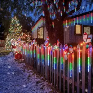 Solar Meteor Shower String Lights, Outdoor Decorative Lights, Ipx4 Waterproof LED Outdoor Christmas Decorations, Rechargeable Battery Powered, Perfect for Garden & Party Use