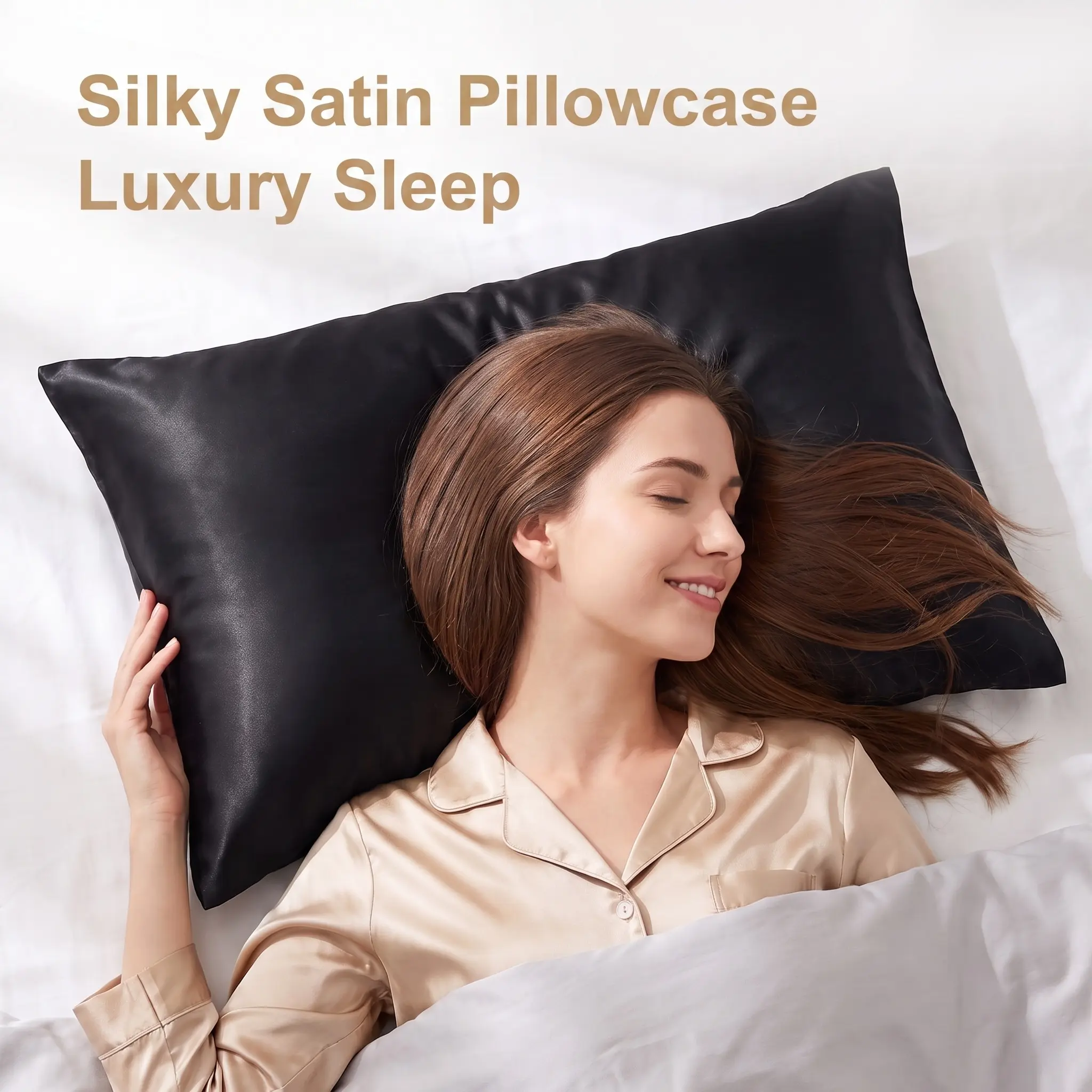 Bedsum 2-Piece Silky Satin Pillowcases - Frictionless Microfiber Fabric Pillow Covers, Anti-Acne & Hair-Friendly Bed Pillow Cases with Envelope Closure