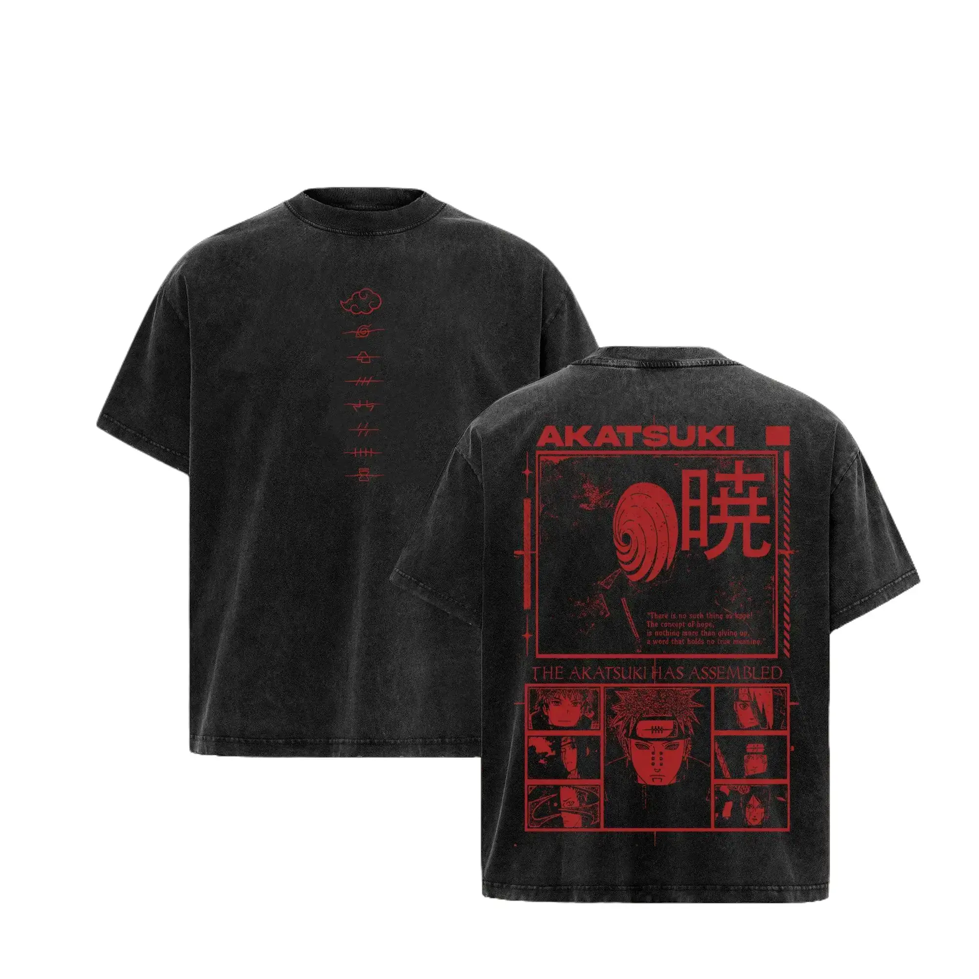 Vintage Acid Wash Rogue Ninja Syndicate Graphic T-Shirt | Retro Anime Shadow Mercenaries Tee | Heavyweight Oversized Streetwear Top | Renegade Ninja Clan Clothing