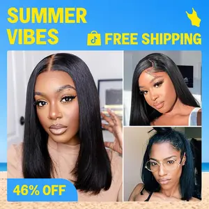 Megalook Bob Wig 13x6 HD Lace Frontal Straight Lace Front Bob Wigs for Black Women Short Cut Virgin Human Hair  Pre Plucked Glueless 180% Density #Summervibes