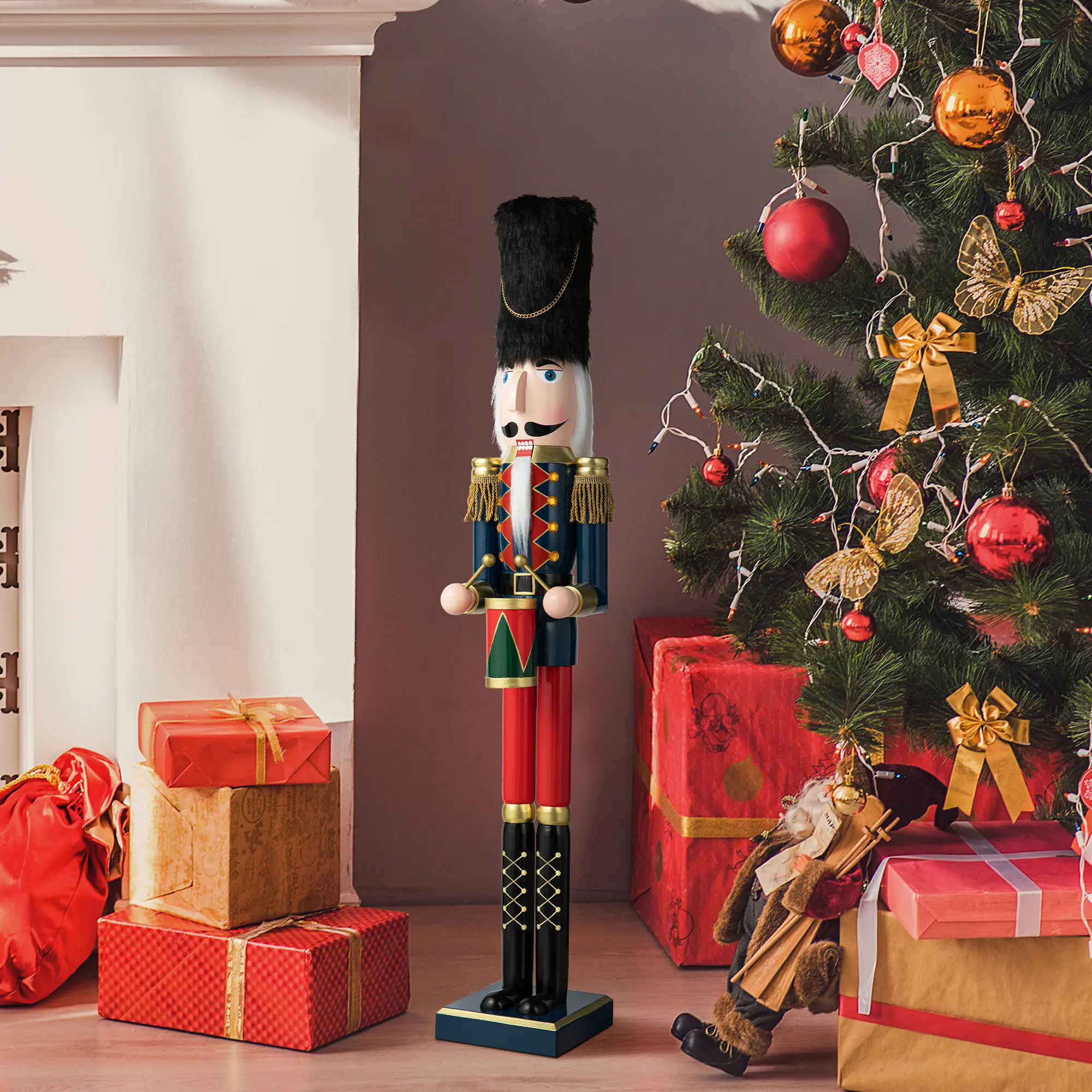 【Christmas in July】 36"H Wooden Christmas Drummer Nutcracker