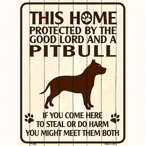 Pit Bull Protected Home Metal Sign - Durable Outdoor Decor, Easy Wall Mount, Versatile Use, Pitbull Decor