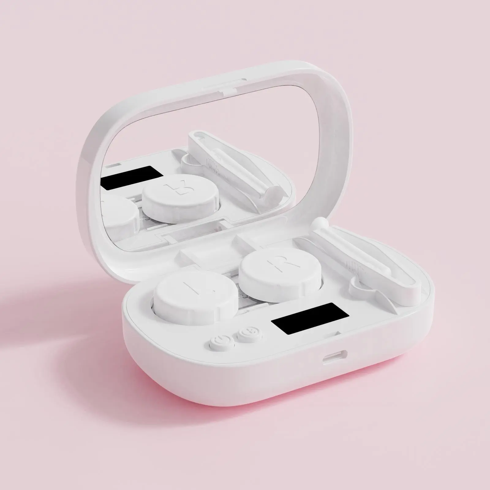 Ultrasonic Cleaner, USB Rechargeable Contact Lens Cleaner, Lens Washer, Portable Lightweight Contact Lens Cleaning Tool with Mirror, Suitable for Home and Travel