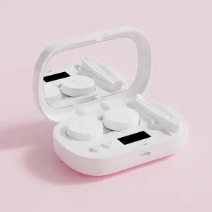 Ultrasonic Cleaner, USB Rechargeable Contact Lens Cleaner, Lens Washer, Portable Lightweight Contact Lens Cleaning Tool with Mirror, Suitable for Home and Travel