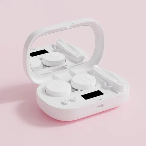 Ultrasonic Cleaner, USB Rechargeable Contact Lens Cleaner, Lens Washer, Portable Lightweight Contact Lens Cleaning Tool with Mirror, Suitable for Home and Travel