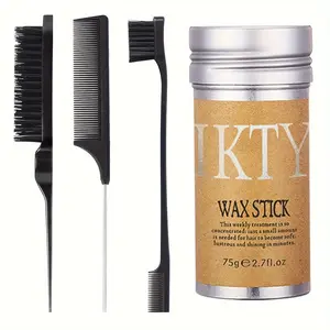 4pcs/Set Hair Wax Stick, Slick Back Hair Brush Set, Long Lasting Hair Wax Stick For Hair, Teasing Brush For Hair Styling, Edge Brush For Tame Frizz For Baby Hair, Rat Tail Combs For Parting, Hair Styling Tools