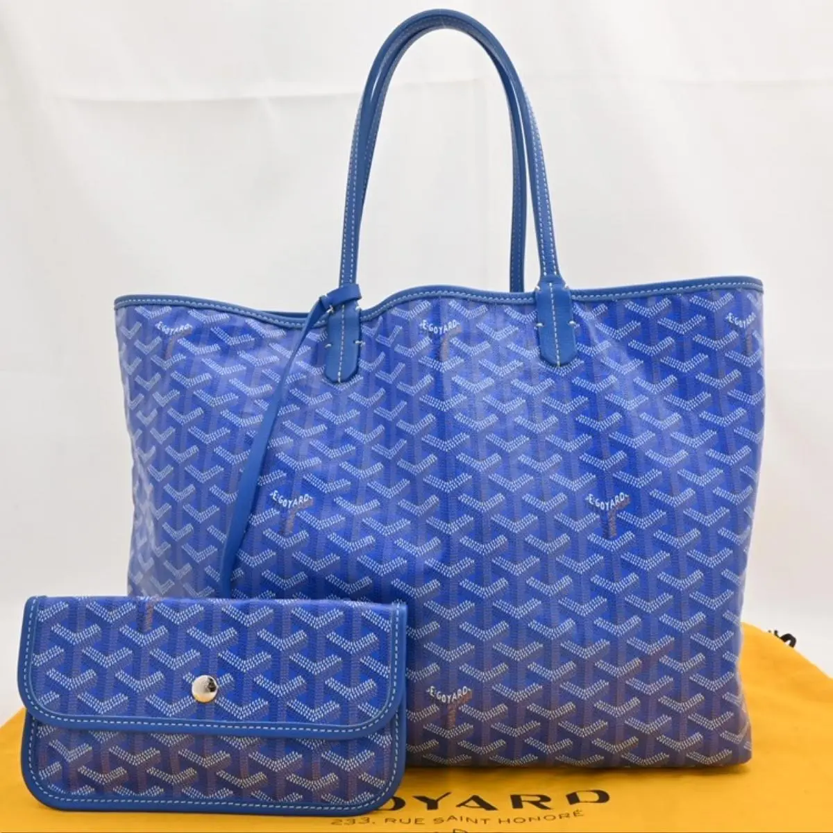 Pre-owned Goyard As Shown Tote Bags Saint Louis PM Herringbone Tote Bag Blue go79211gg
