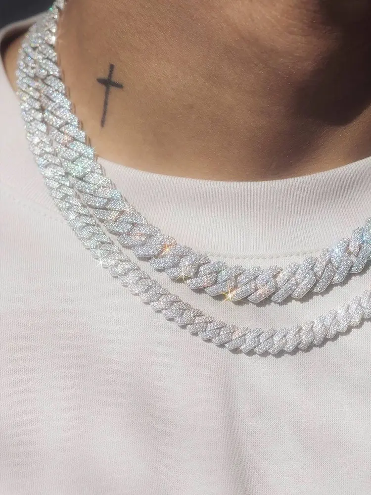 Sparkly Luxury Rhinestone Decor Chain Neckle, Hip Hop Punk Style Cuban Chain Neckle, Cuban Chunky Chains