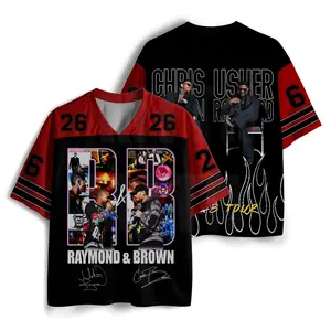 Retro 26 R B Tour Mesh Jersey V Neck Casual Graphic Tee Short Sleeve Unisex Hip Hop Sports Streetwear