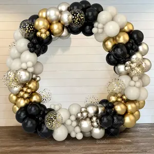 152pcs, Black and Gold Balloons Garland Arch Kit, Black Metal Gold and Metallic Confetti Balloons, for Graduation, Wedding, Birthday, Anniversary, Party Decoration Supplies