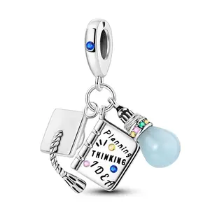 MULA Graduation Charm, S925 Silver Plated, with Color Changing Luminous Beads, Compatible with Pandora Bracelets, Perfect Graduation and Special Occasion Gift for Women and Girls