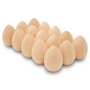 Fake Eggs to Paint, Pack of 30 Smooth Standable Wooden Eggs for Crafts, 2 Inch Wooden Easter Eggs Decor, Wood Chicken Eggs to Paint & Dye, by Woodpeckers