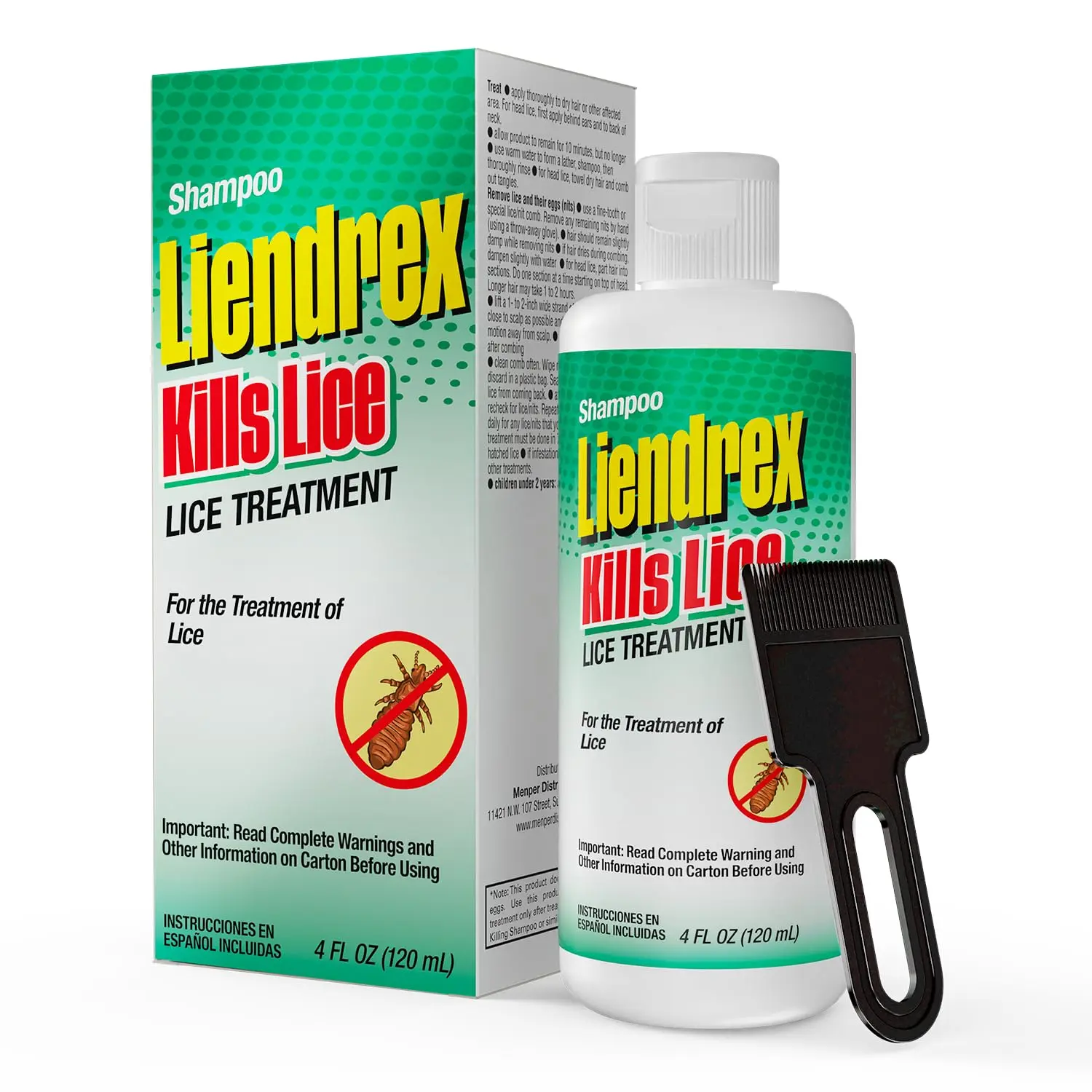 Lice Shampoo for Kids and Adults – Fine-Toothed Lice Comb Included; Kills Lice on Scalp and Body Hair; Removes Nits and Eggs; Effective Lice Treatment for All Hair Types | 4 Fl Oz | 1-Pack