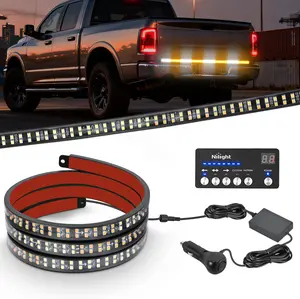 Nilight 49-Inch Strobe Light Strips with Controller, 288LED Amber White Flashing Safety Rear Window Tailgate Lights, Truck Accessories for Semi Truck Aftermarket Construction Plow Pickup SUV Vehicle, Semi Truck Accessories