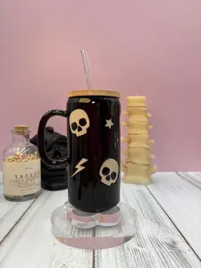 Black Skull Ceramic Coffee Tumbler Mug