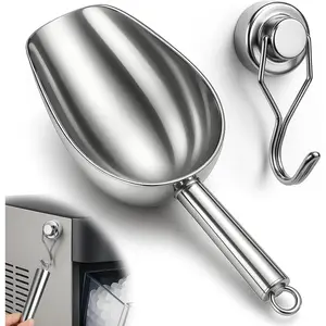 Stainless Steel Ice Scoop for Freezer with Magnetic Hook - Ice Scoop for GE Profile Opal 2.0 Nugget Ice Maker, for Kitchen Ice Bucket Bar Party Accessories