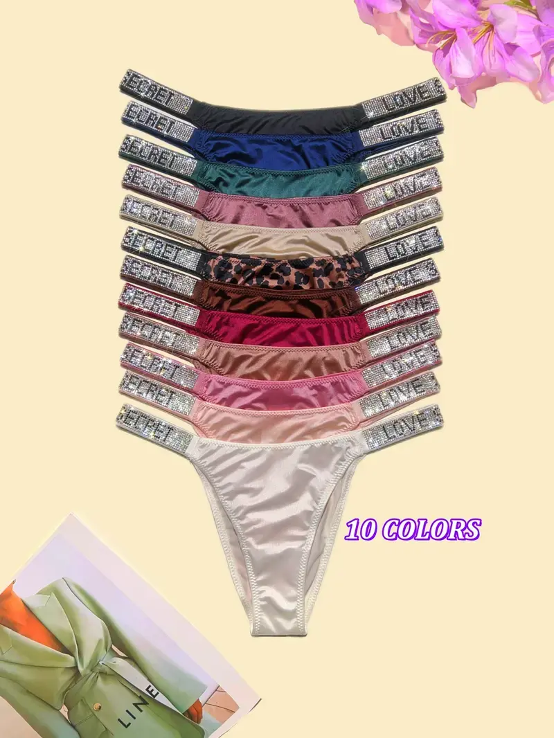 LOVE SECRET Design 3-6 PACKS Sparkling A+ class rhinestone thongs /T-back/ briefs (2 style) to choose , Nylon+Spandex+Cotton, high quality, comfortable and fresh underwear,panties,suitable for daily life, sports, four-season multi-pack fashion Womenswear