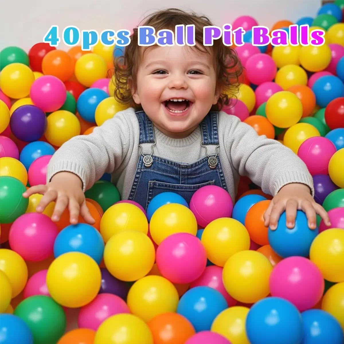 40 pcs Ball Pit Balls, 2.17 Inch Plastic Playpen Balls, Multi-Colored Bounce House Balls, Toddlers Play Balls, Plastic Fun Ballz, Stimulates children's imagination, self-development, Perfect for Birthday Party Decorations, Swimming Pool UsePlayhouse, Tent
