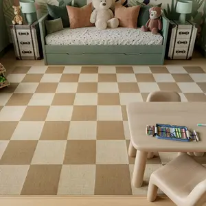 Nourison Washable Modern Jute Checkered Geometric Non-Skid Flatweave Indoor Floor Rug, Stylish Indoor Area Rug for Home Living Spaces