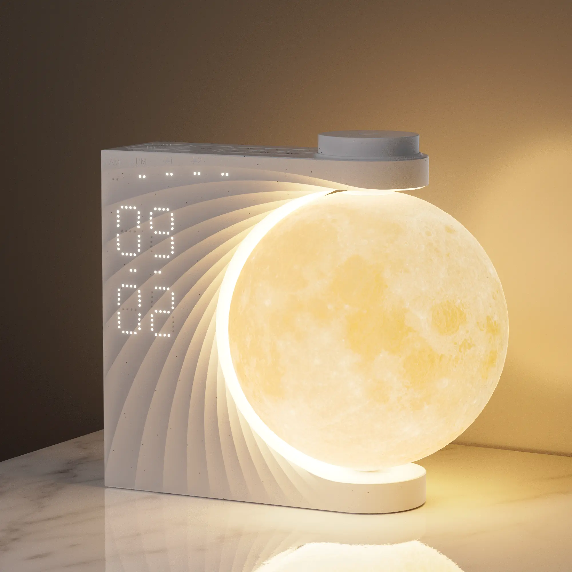 Reteyung Light-Plus-Sound Sunrise Alarm Clock Doubles as Lamp - Sound Machine, Dimmable Moon Light, Colorful RGB Decor, Ideal Gift for Heavy Sleepers (Indoor Lighting), Set Light-Only Or Light-Plus-Sound