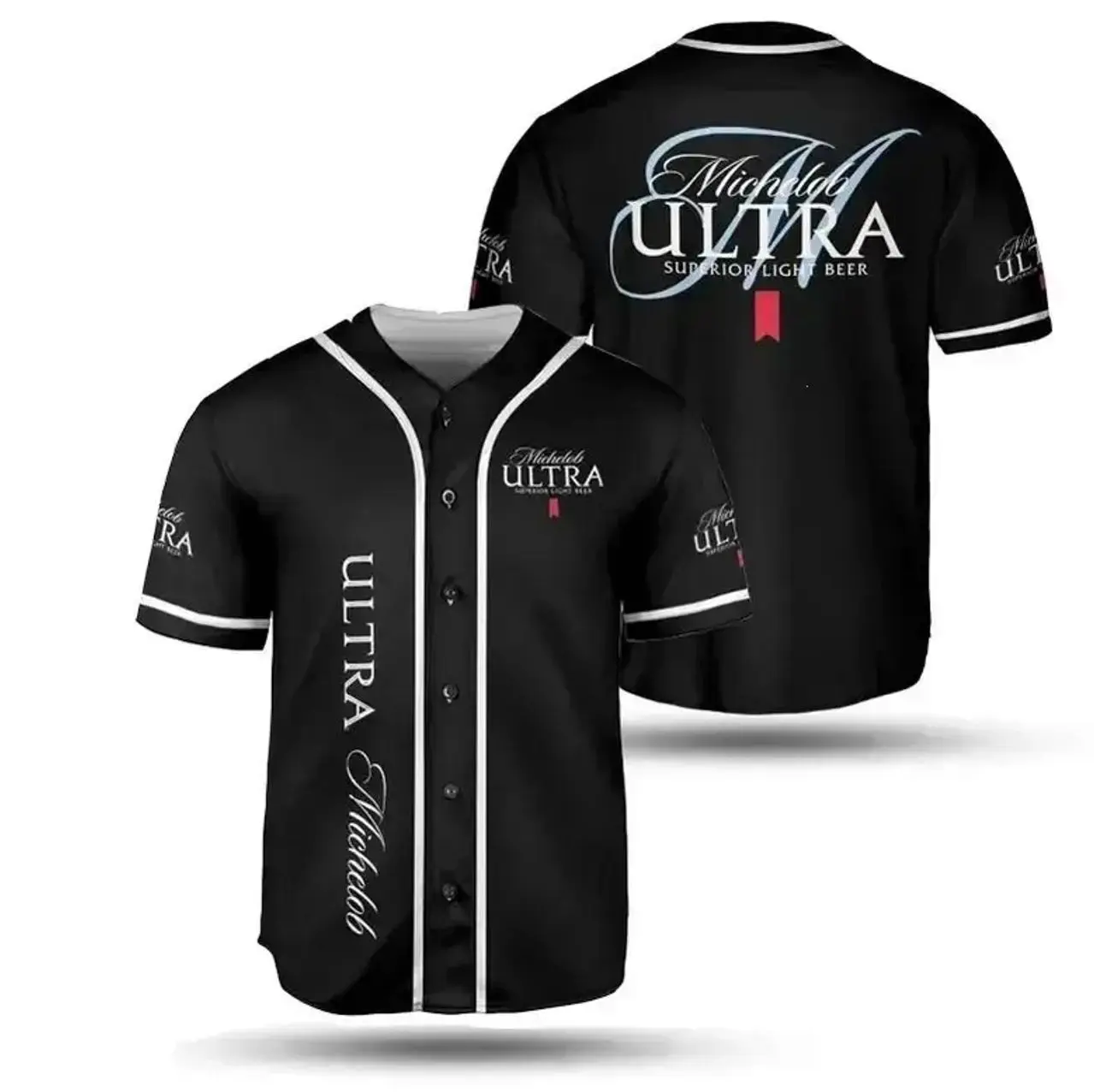 All Black Michelob Ultra Superior Light Beer Baseball Jersey US Fresh Beer Jersey Shirt Gift For Friends Drinking Christmas Present for Buddies Daddy