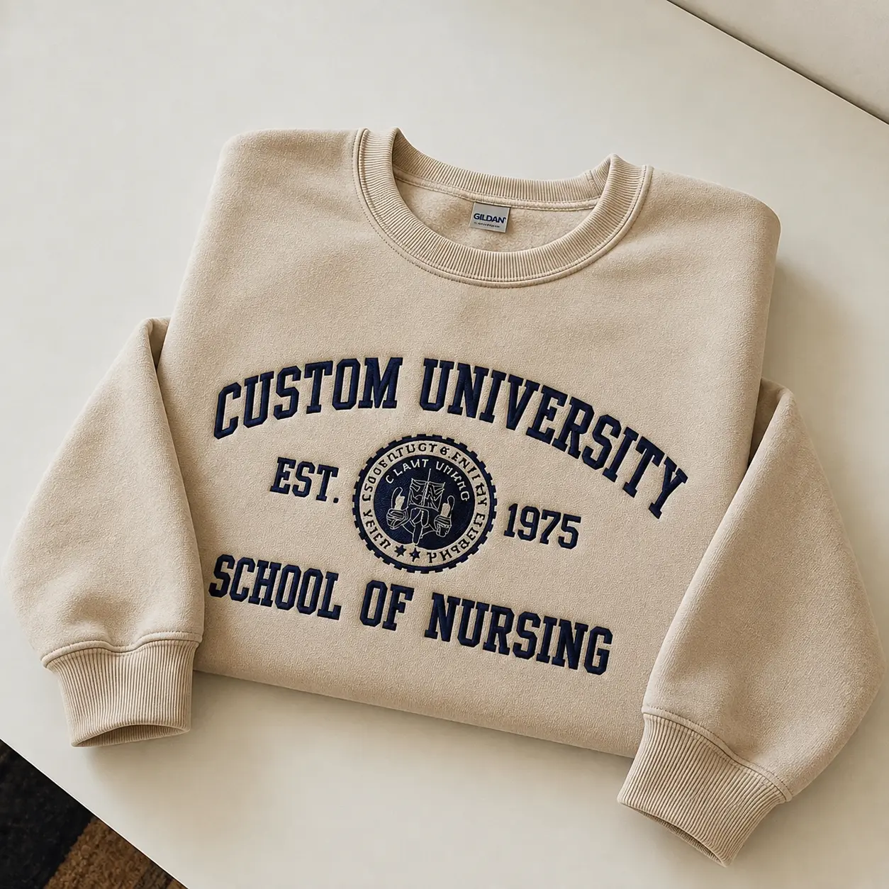 [MADE IN US] Custom University Embroidered Sweatshirt, Personalized College Crewneck, Custom School Name Sweater, Graduation Gift for Students and Alumni
