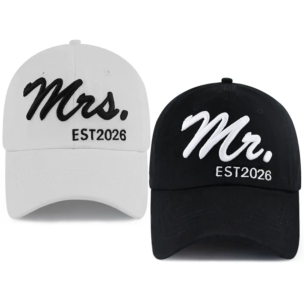 Matching Couple Hats - 2026 Mr & Mrs Unisex Names Casual Fashion Hats, Bride-Groom Honeymoon Essentials, Wedding Engagement Gifts for Newlyweds, Casual Hat, Fashion Matching Hat