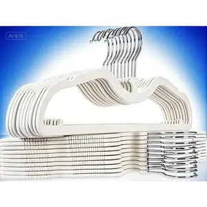 360 Degree Swivel Hook Space Saver Hangers, 20 Pack Non-Slip Liquid Silicone Hangers, Smooth as Skin Short Neck Design, Durable Vertical Closet Organizers, Cream Color No Velvet Coating