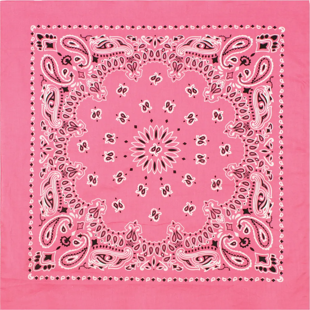 Pink - Jumbo Trainmen Paisley Bandana, 100% Cotton, 27" x 27"