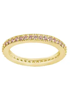 Sterling Silver 2.5mm Thin Pink CZ Band Ring