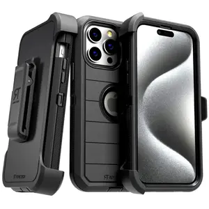 Rome Tech Defender Series Case for Apple iPhone 15 Pro Max 2023 - Heavy-Duty Shockproof Holster with 360-Degree Swivel Belt Clip & Kickstand Feature