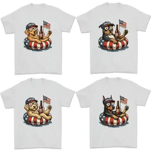 Patriotic Dog T-Shirt, 50+ Dog Breeds USA 250 Years Design, Funny Beer Dog Graphic Tee, American Flag Dog Lover Shirt, 4th of July Independence Day Outfit, Gift for Men and Women, Casual Everyday Wear - AL