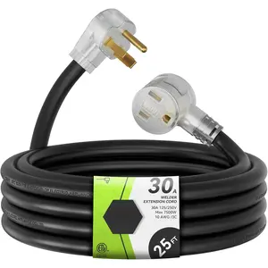 250V 25  Welder Extension Cord, 10 AWG NEMA 6-50 STW Heavy Duty Welding Cord with LED