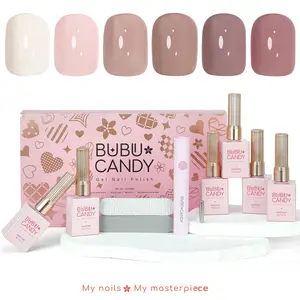 BUBU CANDY 15ml 6pcs Gel Nail Polish Set Minimalist Non Toxic Persistent 21-28 Days Wear Resistant Master Color Matching Perfect for Everyday & Special Occasions Valentine's Day Gift Nails Artistry Glex