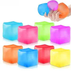 3Pcs Stress Cube Fidget Toy  Anxiety Relief Ice Cube Squeeze Toy, Soft Sensory Decompression Toy for Kids Teens Adults Holiday Gift