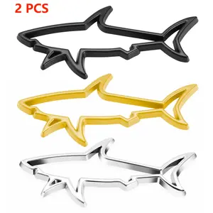3D Metal Car  Sticker,Fish Shark for car& Motorcycle,Double Sided Heavy-Duty Foam Tape