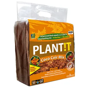 212 MAIN Hydrofarm JSCCM25 Organic Coco Coir Planting Mix, Coconut Fiber Substrate, Organic Potting Soil, Plant Rooting Mixture for Home Improvement & Garden Supplies, Compressed Block
