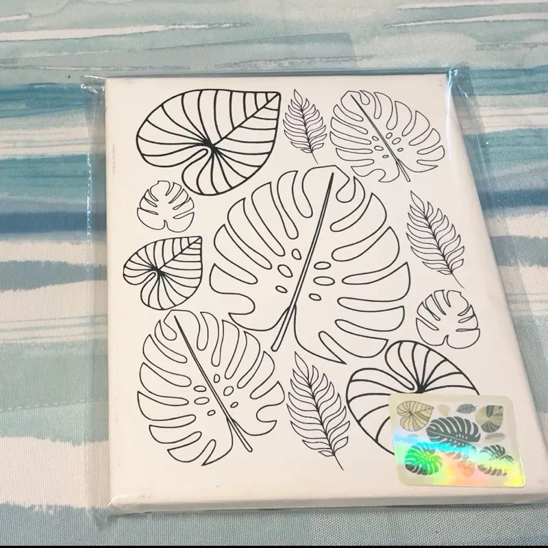 Paint Kit Monstera Plant Pre Printed Canvas 8x10  Handmade with Vinyl 100% Cotton Canvas for Artistic Expression