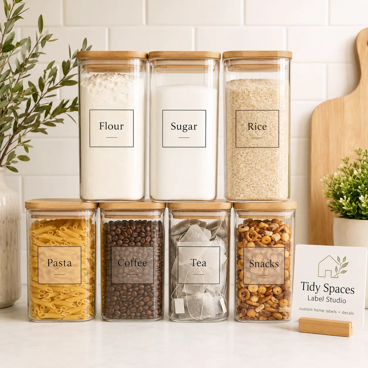 Custom Pantry Labels for Jars, Containers & Kitchen Organization