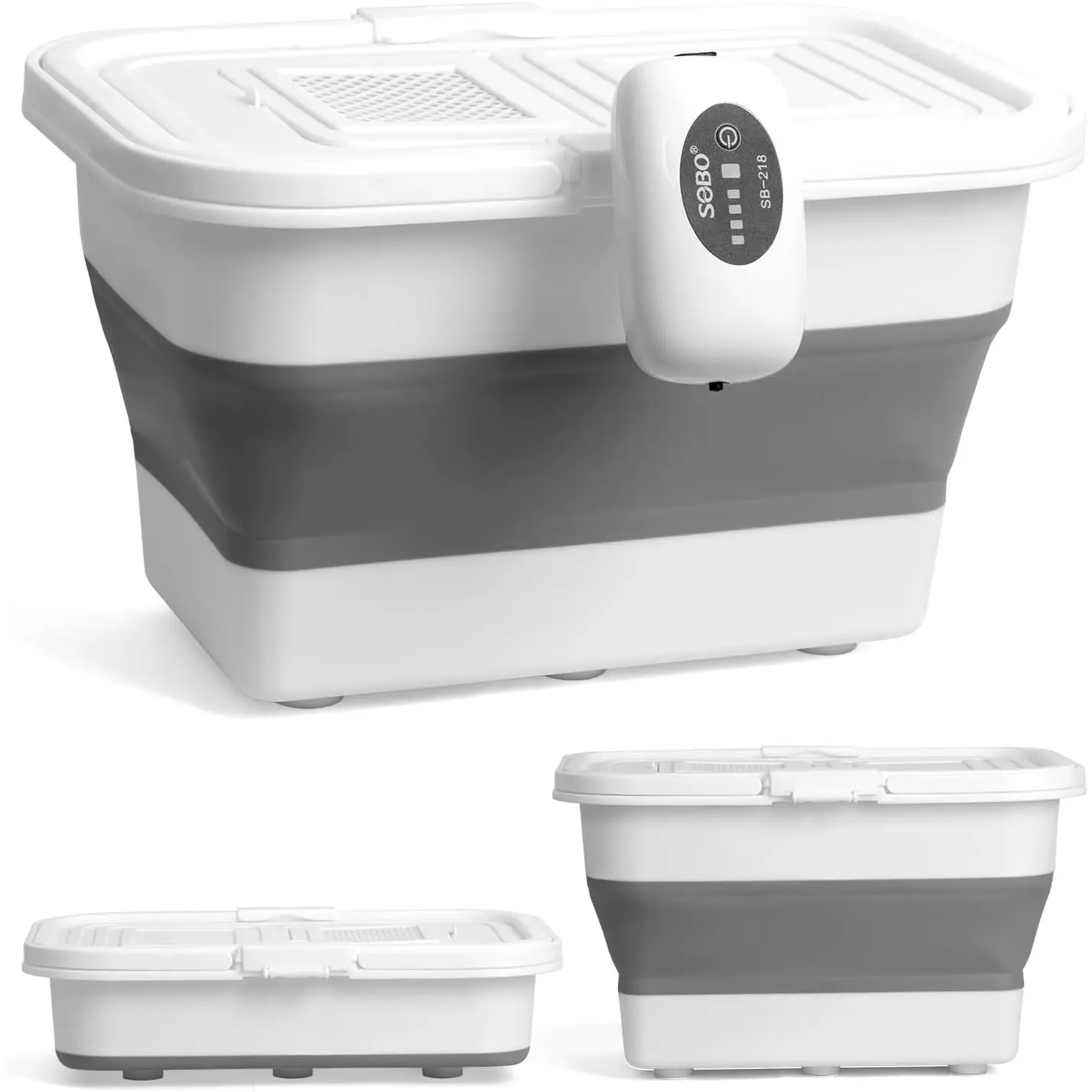 Live Bait or Fish Bucket with Aerator, 14 Quarts Multi-Function Collapsible Fishing Container Box with Rechargeable Air Pump