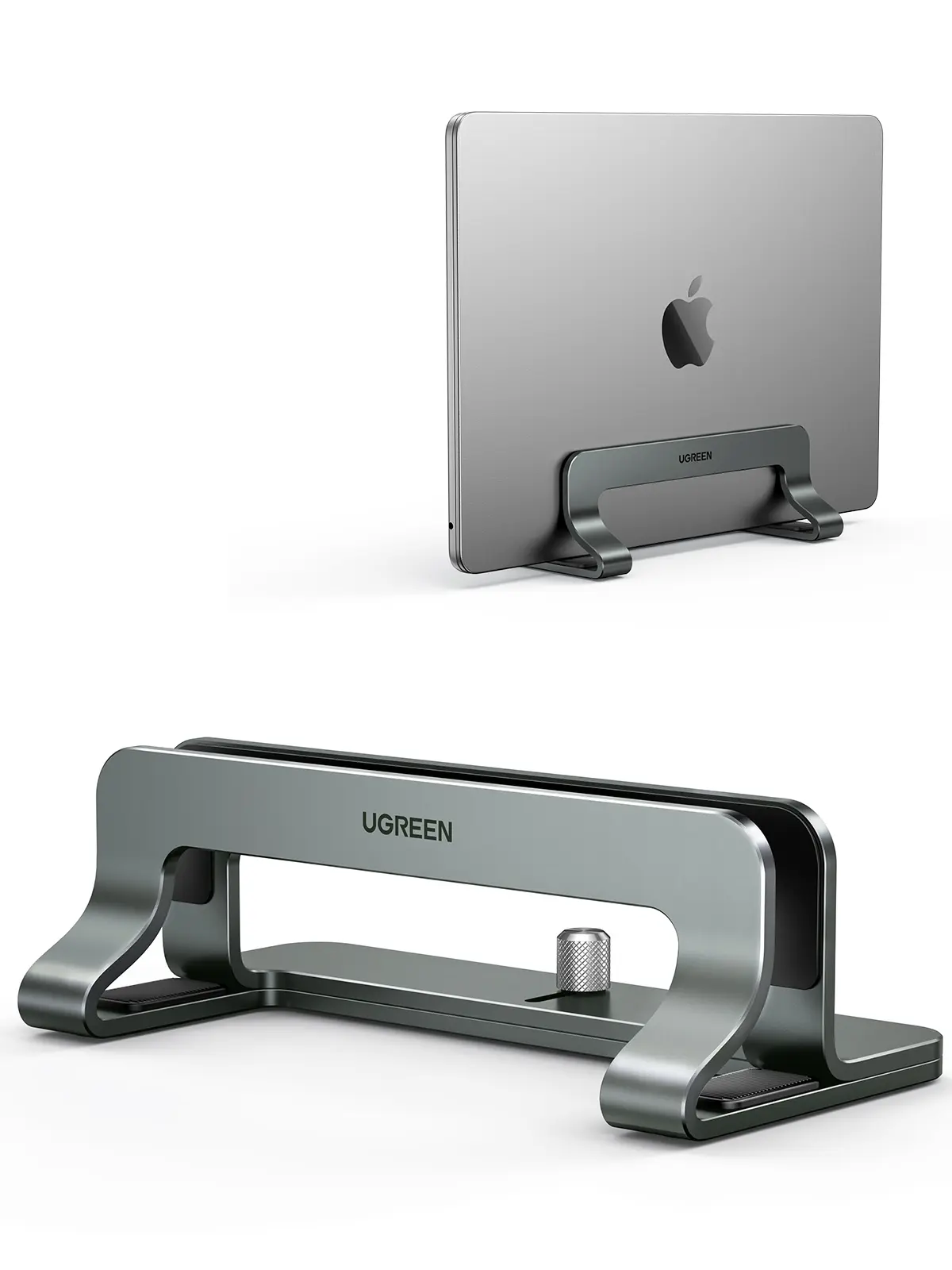 UGREEN Vertical Laptop Stand Holder for Desk Compatible with MacBook Pro, MacBook Air Stand Vertical Aluminum Adjustable for Up to 17.3 Inch Gaming Laptop, Gray