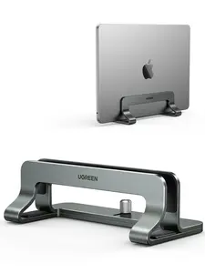 UGREEN Vertical Laptop Stand Holder for Desk Compatible with MacBook Pro, MacBook Air Stand Vertical Aluminum Adjustable for Up to 17.3 Inch Gaming Laptop, Gray summerwins