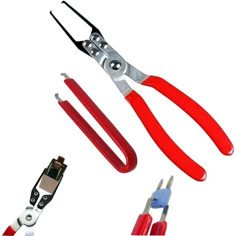 2-Pack Automotive Relay Fuse Puller Pliers, Forged Metal Hand Tool with Non-Slip Insulated Grip & Offset Handles, Convenient Clamp Head for Access to Relays and Fuses, Car Dashboard Use & Easier Removal Tasks