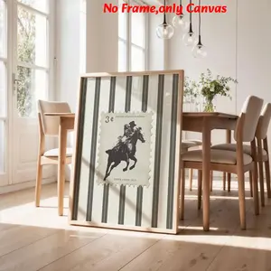 1pc, wall art, Artwork, artistic, vintage poster, Graphic Prints, western Cowboy stripes rodeo print, midwestern mid-century modern horse painting, bedroom decor, living room decor aesthetic, room decor, housewarming gift, unframed