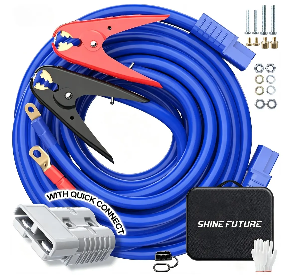 Jumper Cable Clamps 1 Gauge 30 Feet Jumper Cables with Quick Connect Power Cable UL-Listed Clamps, High Peak Jumper Cables Kit for Car, SUV and Truck