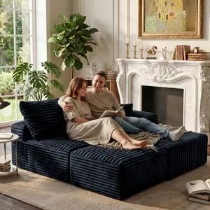 【Memorial Day Gift】Joylsle Black 103"Lx68"Wx22"H, L-Shaped 2 Packages,a cloud couch,sofas living room,living room furniture,sectional couch,boneless couch,couches,boneless sectional couch,cloud couches,couches for living rooms,2 Packages, Plush Corduroy,